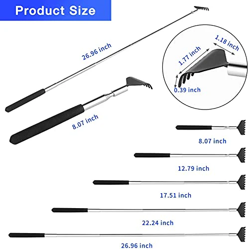 2 Pack Portable Extendable Back Scratcher, Kuvvfe Stainless Steel Telescoping Back Scratcher with Beautiful Gift Packaging - Image 6