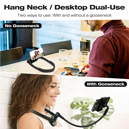 Cell Phone Stand, Neck Cell Phone Holder, Flexible Long Arm Gooseneck Phone Holder for bed, 360 Degree Free Rotation Phone Mount, Universal Multi-Functional Mobile Phone Stand for 4.7''-6.7'' Phone - Image 7