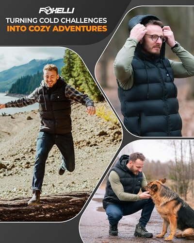 Foxelli Men's Heated Vest - Lightweight USB Rechargeable Heated Vest for Men with Battery Included Black - Image 3