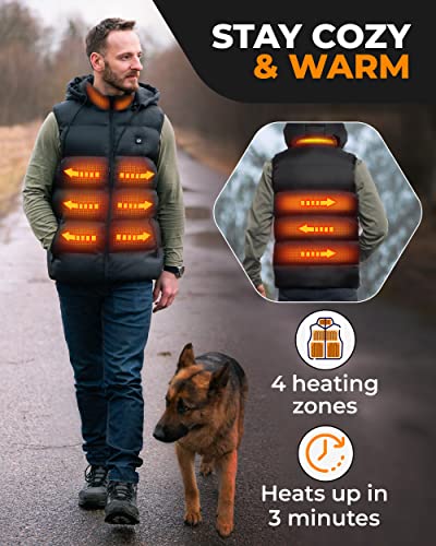 Foxelli Men's Heated Vest - Lightweight USB Rechargeable Heated Vest for Men with Battery Included Black - Image 8