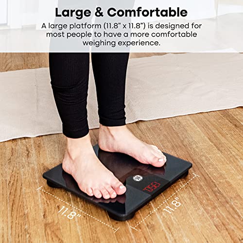 GE Digital Body Weight Scale for Bathroom, 500lbs Capacity Smart BMI Weight Scales for People Accurate Bluetooth Weighing Scale Electronic Weigh Scales with Bright LED Display Black - Image 3