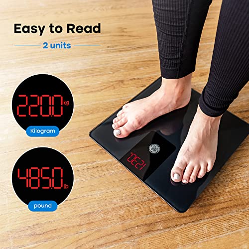 GE Digital Body Weight Scale for Bathroom, 500lbs Capacity Smart BMI Weight Scales for People Accurate Bluetooth Weighing Scale Electronic Weigh Scales with Bright LED Display Black - Image 5