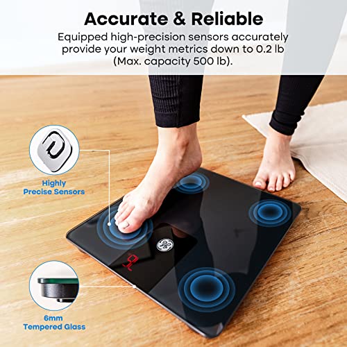 GE Digital Body Weight Scale for Bathroom, 500lbs Capacity Smart BMI Weight Scales for People Accurate Bluetooth Weighing Scale Electronic Weigh Scales with Bright LED Display Black - Image 6