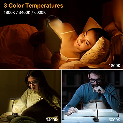 Gritin 19 LED Rechargeable Book Light for Reading in Bed with Memory Function- Eye Caring 3 Color Temperatures,Stepless Dimming Brightness,80 Hrs Runtime Lightweight Clip On Light for Book Lovers - Image 6