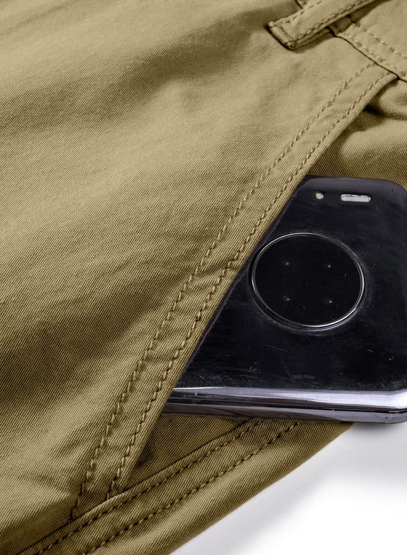 JMIERR Mens Gray Cargo Pants Casual Cotton Work Pants Stretch Elastic Waist Relaxed Fit Lightweight Outdoor Flexible Hiking Jogger Pants with 6 Pockets,US 32(S),Light Gray - Image 4