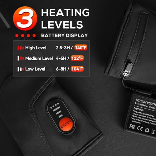 MATKAO Heated Gloves for Men Women Rechargeable, 3000mAh Heated Motorcycle Gloves with Battery, Electric Heated Work Gloves Liners, Touch Screen Winter Gloves for Cycling Skiing, Hunting - Image 5