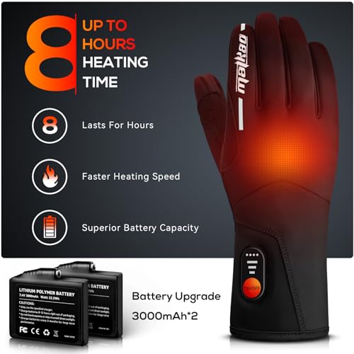 MATKAO Heated Gloves for Men Women Rechargeable, 3000mAh Heated Motorcycle Gloves with Battery, Electric Heated Work Gloves Liners, Touch Screen Winter Gloves for Cycling Skiing, Hunting - Image 7