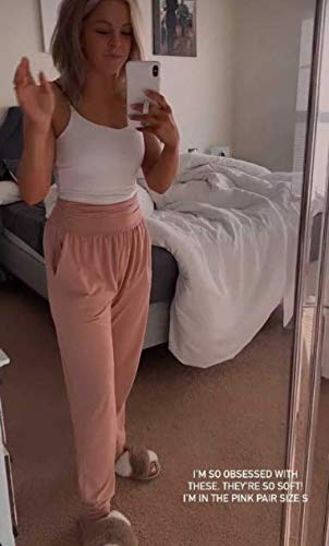 UEU Women's Cozy Yoga Joggers Pants Loose Workout Sweatpants Comfy Lounge Pants with Pockets (Pink, XXX-Large) - Image 3