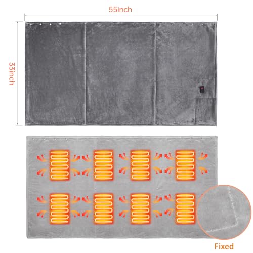 USB Heated Blanket,Cordless Electric Blanket with 20000mAH Battery,18W High-Power,8 Heating Zones,Machine Washable Super Cozy Soft Wearable Blanket with 3 Heating Levels & Timing Function - Image 6