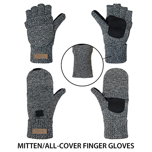 ViGrace Winter Knitted Convertible Fingerless Gloves Wool Mittens Warm Mitten Glove for Women and Men - Image 5