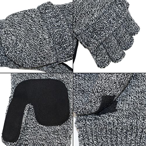 ViGrace Winter Knitted Convertible Fingerless Gloves Wool Mittens Warm Mitten Glove for Women and Men - Image 6