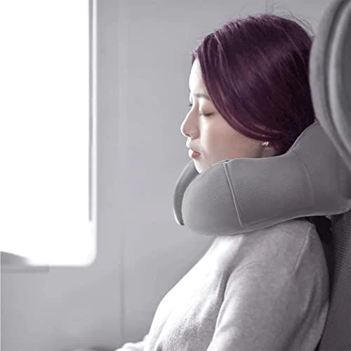 Travel Pillow, Best Memory Foam Neck Pillow and Head Support Soft Pillow with Side Storage Bags, for Sleep Rest, Airplane, Car, Family and Travel Use（Dark Grey） - Image 4