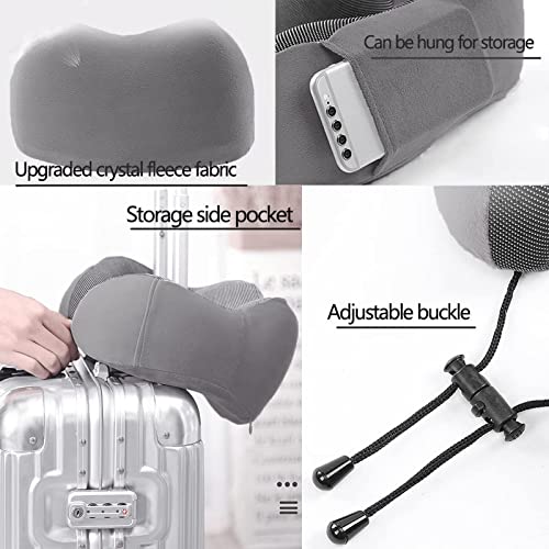 Travel Pillow, Best Memory Foam Neck Pillow and Head Support Soft Pillow with Side Storage Bags, for Sleep Rest, Airplane, Car, Family and Travel Use（Dark Grey） - Image 6