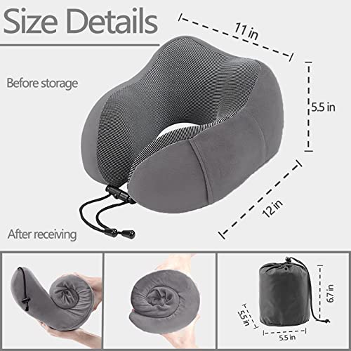 Travel Pillow, Best Memory Foam Neck Pillow and Head Support Soft Pillow with Side Storage Bags, for Sleep Rest, Airplane, Car, Family and Travel Use（Dark Grey） - Image 8